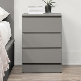 Oakley Wooden Bedside Cabinet With 3 Drawers In Grey