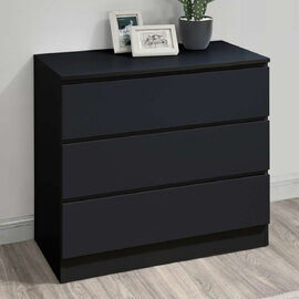 Oakley Wooden Chest Of 3 Drawers In Black