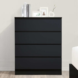 Oakley Wooden Chest Of 4 Drawers in Black