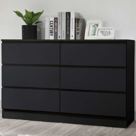 Oakley Wooden Chest Of 6 Drawers In Black