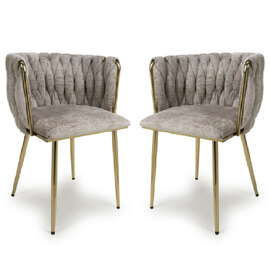 Oaklyn Mink Velvet Dining Chairs With Gold Legs In Pair