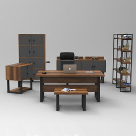 Oakmere Wooden Executive Office Furniture Set in Baroque and Anthracite