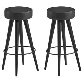 Ocala Black Faux Leather Stools With Metal Legs In Pair