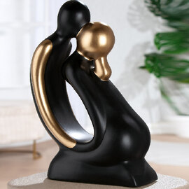 Ocala Medium Ceramics Couple Kiss Sculpture In Black And Gold