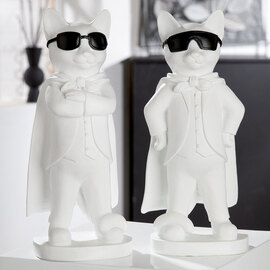 Ocala Polyresin Set Of 2 Hero Cats Sculpture In White
