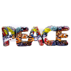 Ocala Polyresin Lettering Peace Art Sculpture In Multicolour