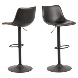 Ocala Vintage Black PU Leather Bar Stools In Pair