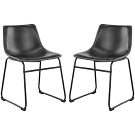 Ocala Vintage Black PU Leather Dining Chairs In Pair