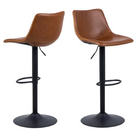 Ocala Vintage Brandy PU Leather Bar Stools In Pair
