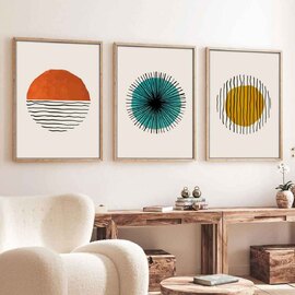 Oceanica Wooden 20x30cm Geometric Wall Art Frame Set of 3 in Multicolour