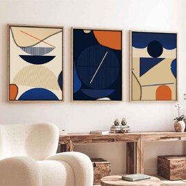 Oceanica Wooden 30x40cm Structural Balance Wall Frame Set of 3 in Multicolour