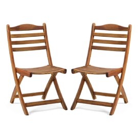 Ocevara Outdoor Wooden Dining Chair Pair without Arms in Golden Brown