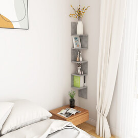 Odierne Corner Wooden Wall Shelf In Concrete Effect