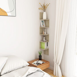 Odierne Corner Wooden Wall Shelf In Sonoma Oak