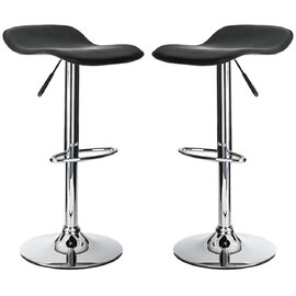 Ohioan Black Leather Bar Stools With Chrome Base In Pair