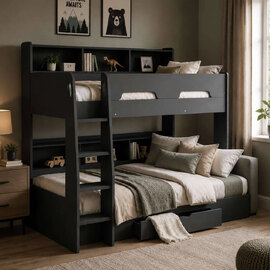 Oihane Wooden Bunk Bed in Anthracite