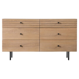 Okonma Wooden Chest Of 6 Drawers With Metal Legs In Oak