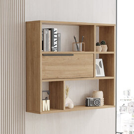Olara Wooden Wall Hung Shelving Unit in Walnut