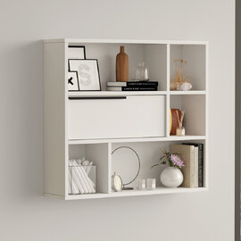 Olara Wooden Wall Hung Shelving Unit in White
