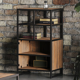 Olbia Tall Wooden Bookcase With 4 Shelves In Oak