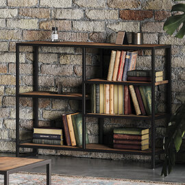 Olbia Wide Wooden Bookcase With 4 Shelves In Oak