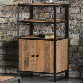 Olbia Wooden Bookcase With 2 Doors 2 Shelves In Oak