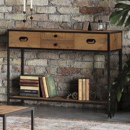 Olbia Wooden Console Table With 4 Drawers In Oak