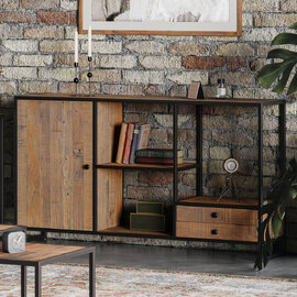 Olbia Wooden Console Table With 1 Door 2 Drawers In Oak