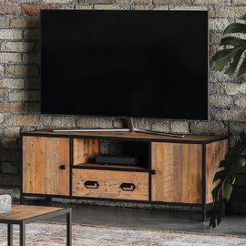 Olbia Wooden TV Stand With 2 Doors 1 Drawer In Oak