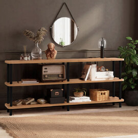 Olivara Large Wooden Display Unit in Atlantic Pine and Black