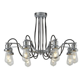 Olivia 8 Light Black Braided Cable Pendant Light In Chrome