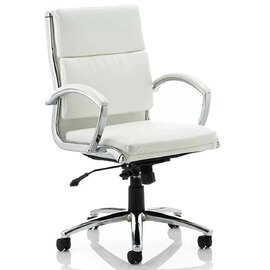 Olney Bonded Leather Office Chair In White With Medium Back