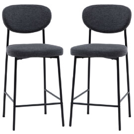 Olney Charcoal Fabric Bar Stools With Metal Frame In Pair