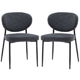 Olney Charcoal Fabric Dining Chairs With Metal Frame In Pair