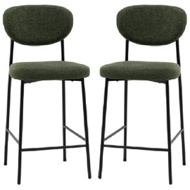 Olney Green Fabric Bar Stools With Metal Frame In Pair