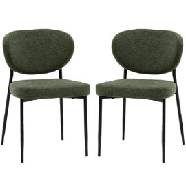 Olney Green Fabric Dining Chairs With Metal Frame In Pair