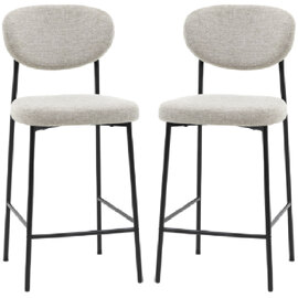 Olney Natural Fabric Bar Stools With Metal Frame In Pair