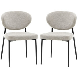 Olney Natural Fabric Dining Chairs With Metal Frame In Pair