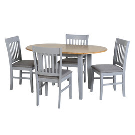 Olney Wooden Extending Dining Table With 4 Grey Chairs
