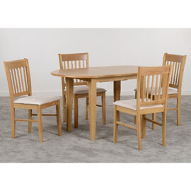 Olney Wooden Extending Dining Table With 4 Oak Chairs