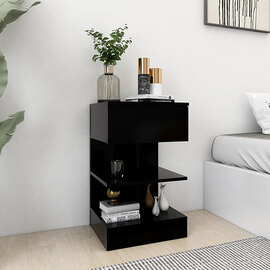 Oluina Wooden Bedside Cabinet With 1 Drawer In Black