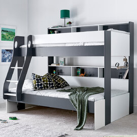 Olympia Wooden Triple Sleeper Bunk Bed In Grey And White