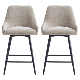 Omaha Biscuit Fabric Bar Chairs In Pair