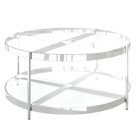 Omaha Clear Glass Coffee Table With Stainless Steel Frame