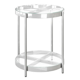 Omaha Clear Glass Side Table With Stainless Steel Frame