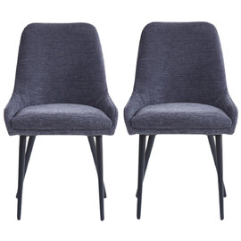 Omaha Graphite Grey Fabric Dining Chairs In Pair