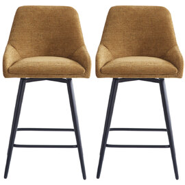 Omaha Mustard Fabric Bar Chairs In Pair