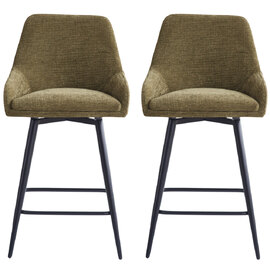 Omaha Olive Green Fabric Bar Chairs In Pair