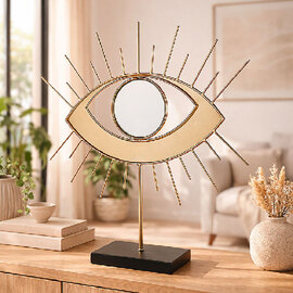 Omrano Metal Decorative Eye Sculpture in Gold and Black