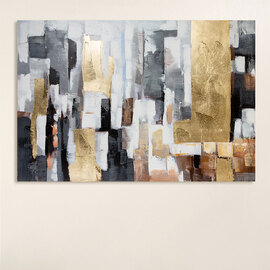 Omvara Canvas Abstract Gold Foil Wall Art in Multicolour